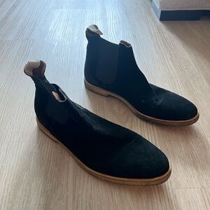 Common Projects Black Suede Men's Chelsea Ankle Boots Crepe Sole Pull On
